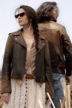 Best Sale Frye Authentic Soft Lamb Crackle Leather Biker Jacket Brown