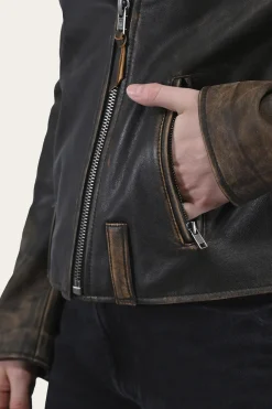 Best Sale Frye Authentic Soft Lamb Crackle Leather Biker Jacket Brown