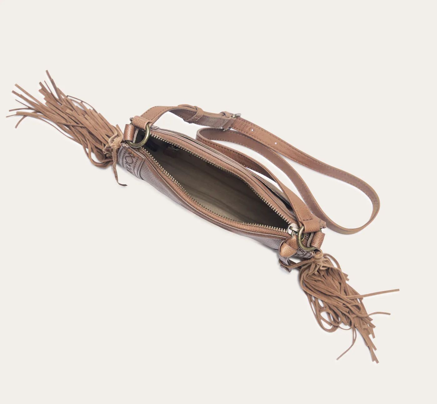 Shop Frye Ava Fringe Crossbody Cognac