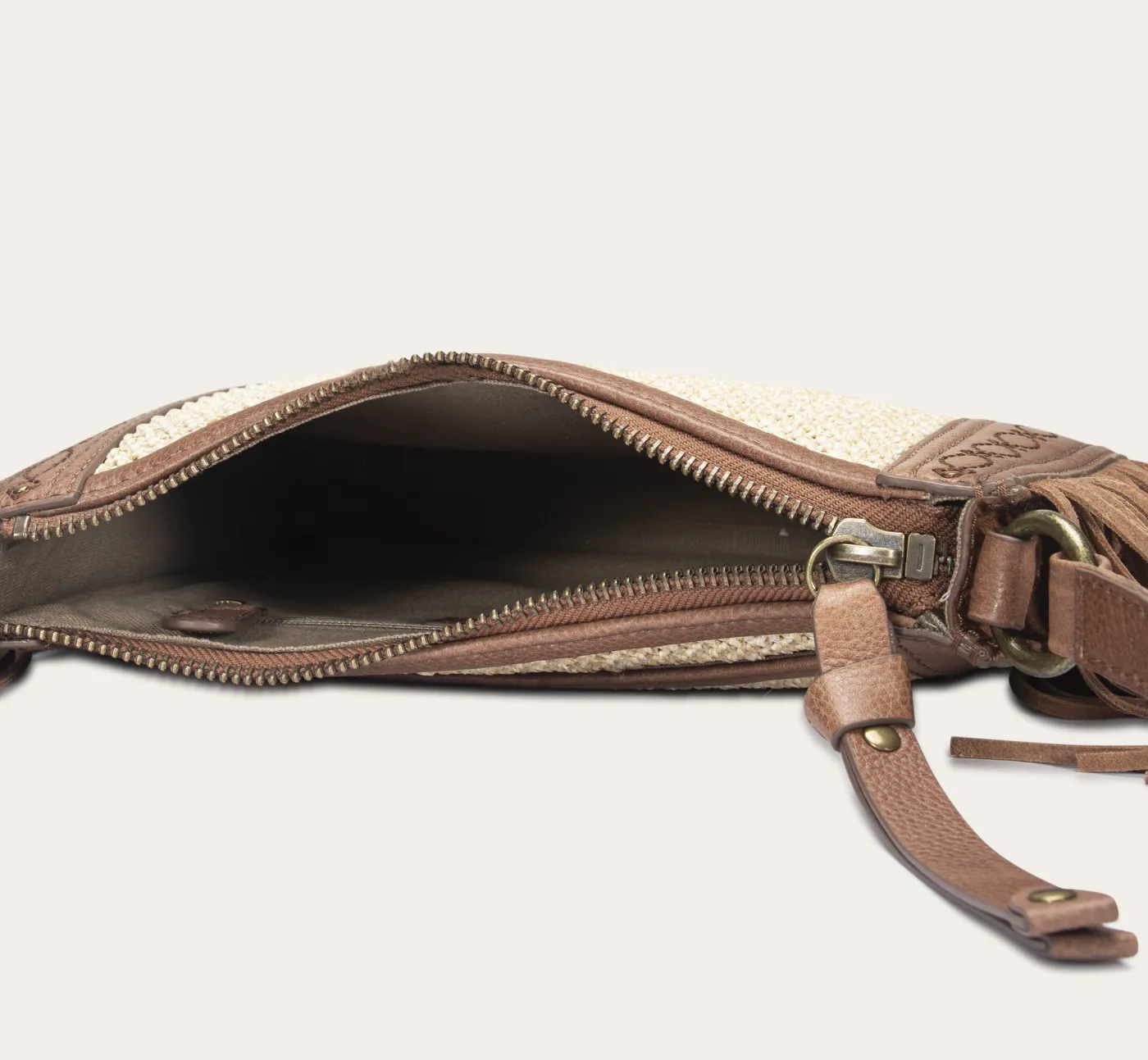 Best Frye Ava Raffia Crossbody Cognac