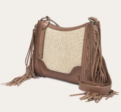 Best Frye Ava Raffia Crossbody Cognac