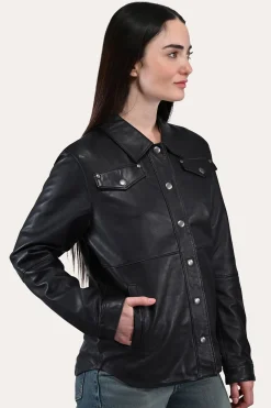 Best Frye Leather Shirt Black