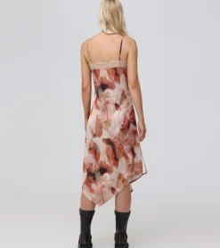 Fashion Frye Charmeuse Lace Trim Slip Midi Dress