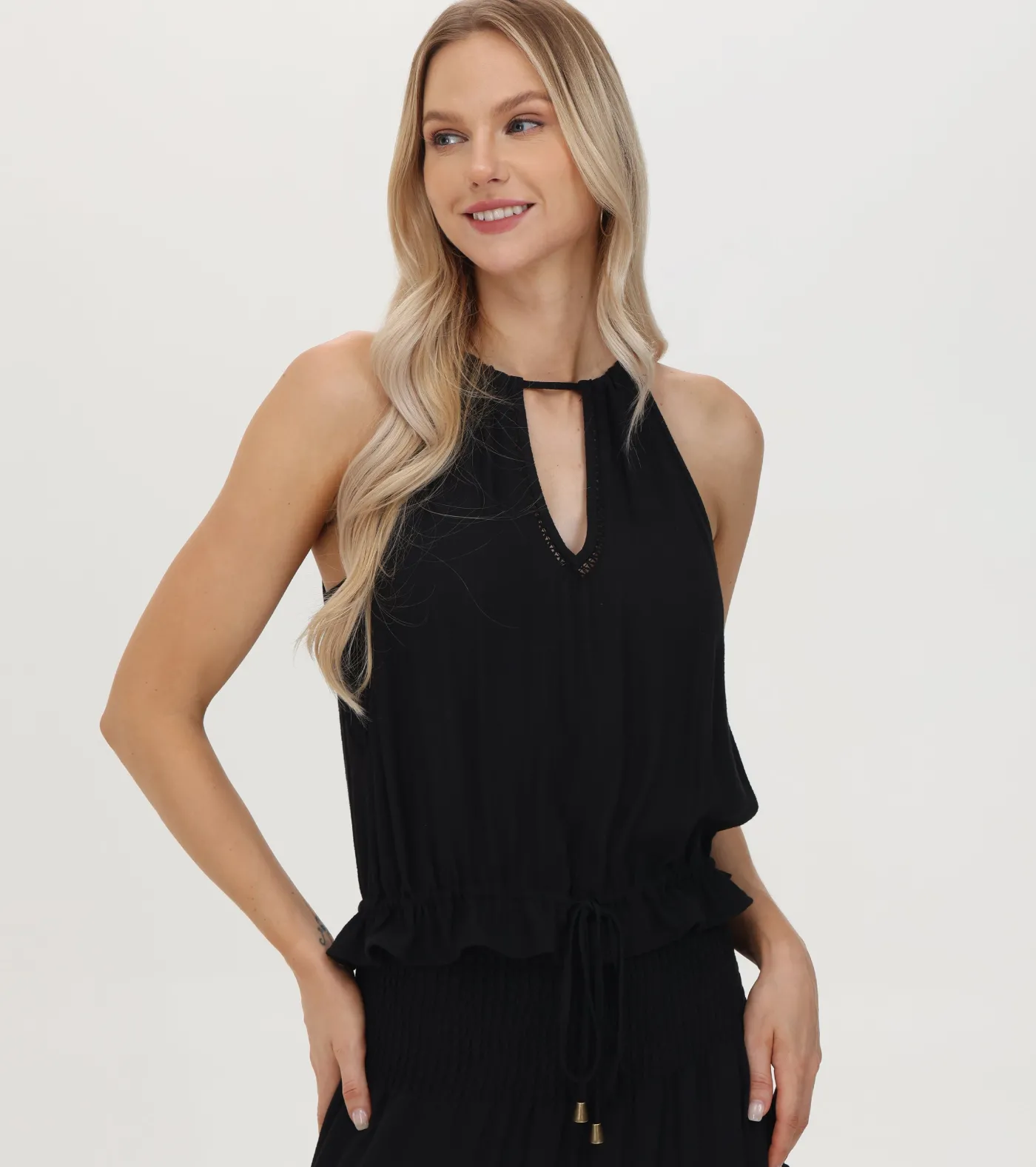 Clearance Frye Crochet Halter Neck Top Black Beauty