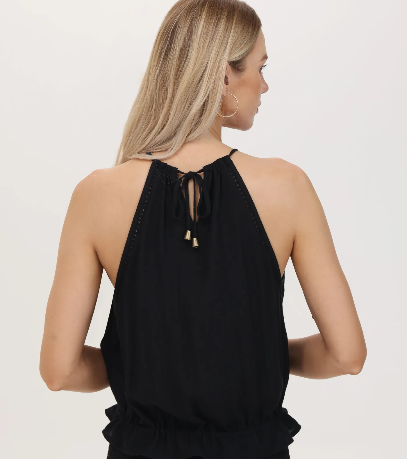 Clearance Frye Crochet Halter Neck Top Black Beauty