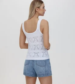 Store Frye Crochet Tank Bright White
