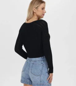 Online Frye Cropped Crochet V-Neck Cardigan