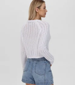 Online Frye Cropped Crochet V-Neck Cardigan