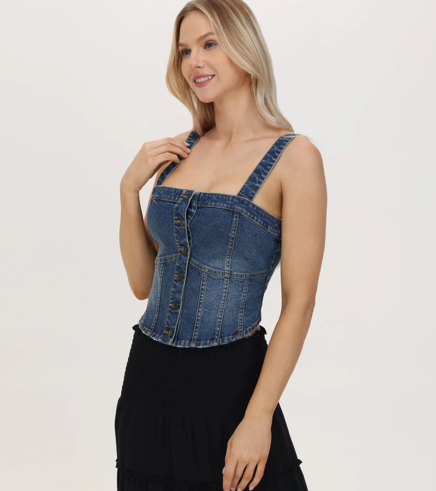 Sale Frye Denim Bustier Mustang Wash