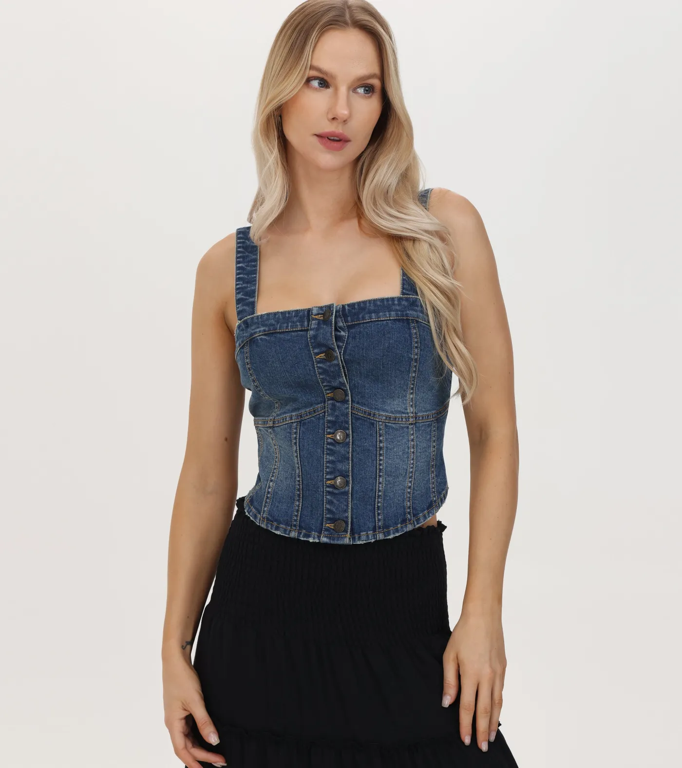 Sale Frye Denim Bustier Mustang Wash