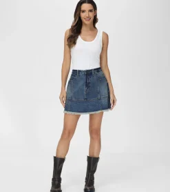 Cheap Frye Denim Mini Skirt Mustang Wash
