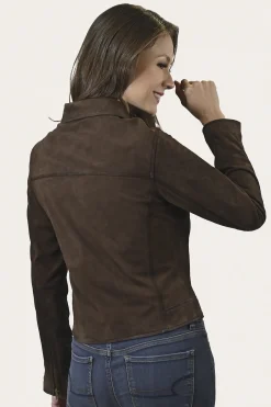 Store Frye Elegant Biker Leather Jacket Dark Brown