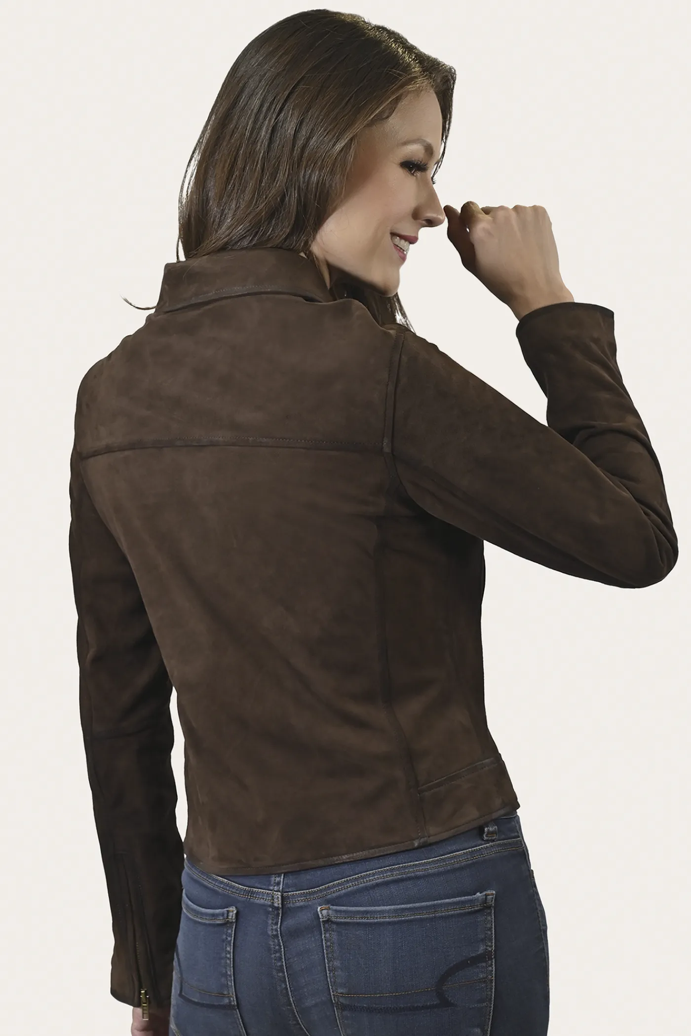 Store Frye Elegant Biker Leather Jacket Dark Brown