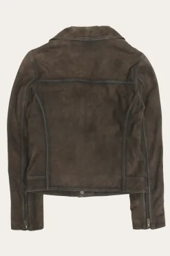 Store Frye Elegant Biker Leather Jacket Dark Brown