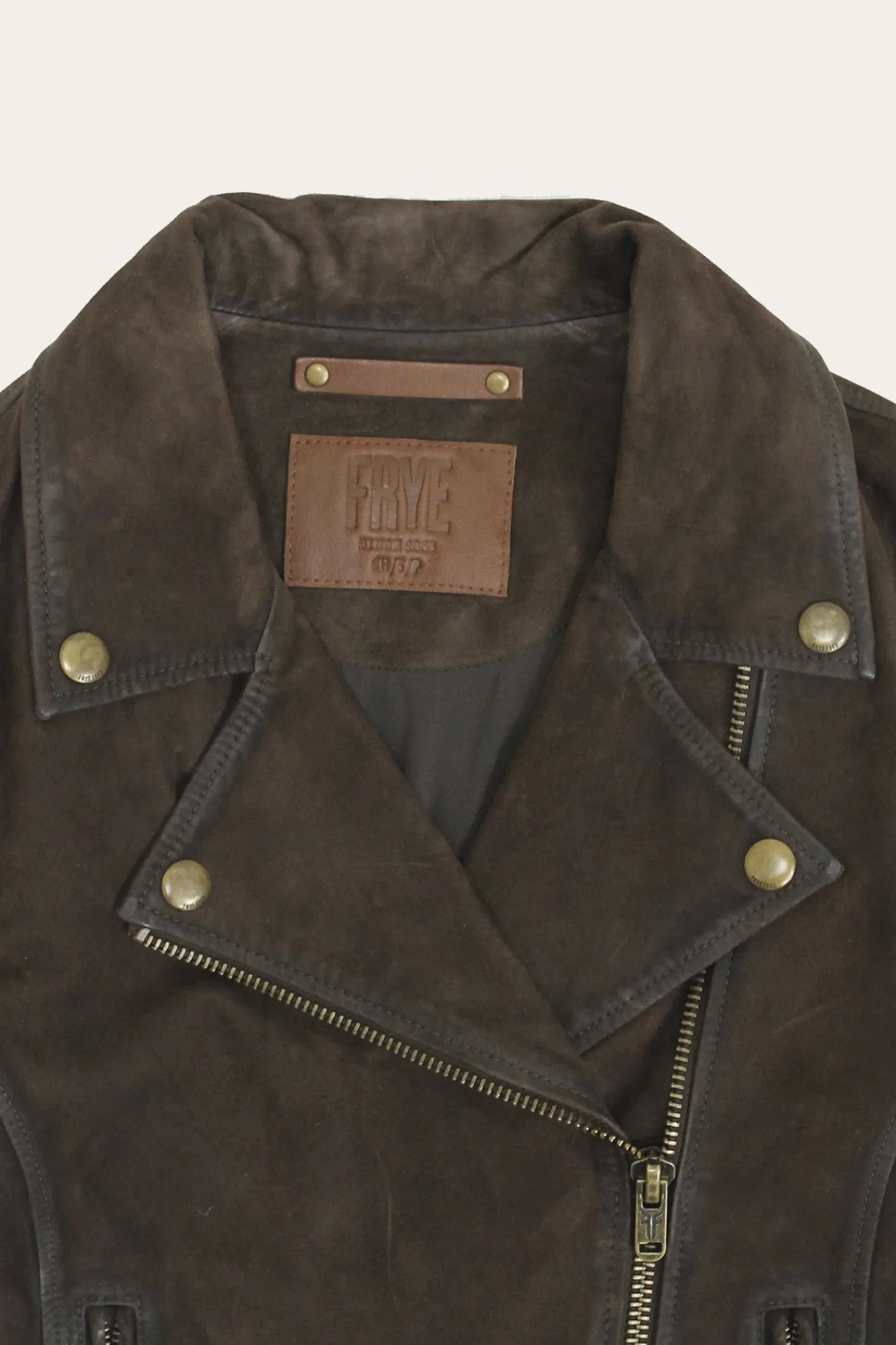 Store Frye Elegant Biker Leather Jacket Dark Brown