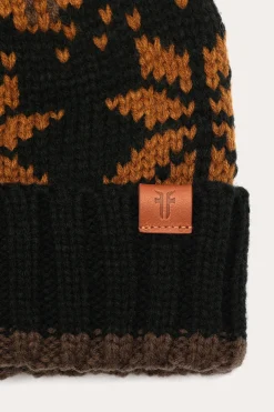 Sale Frye Fair Isle Beanie With Cuff & Faux Fur Pom