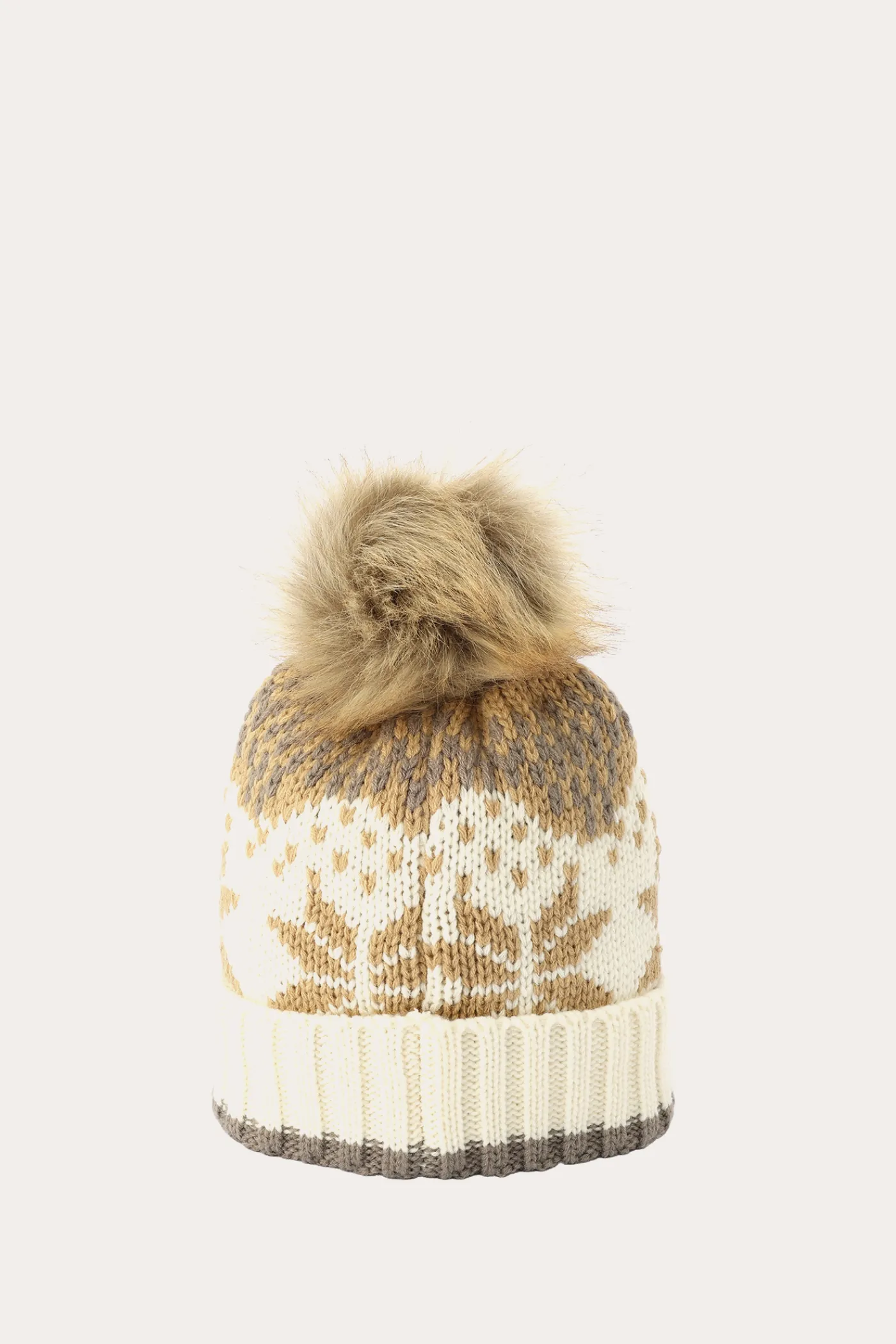 Sale Frye Fair Isle Beanie With Cuff & Faux Fur Pom