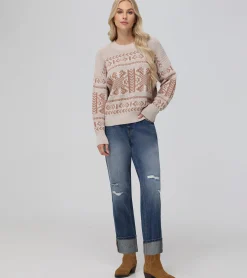 Store Frye Fairisle Crewneck Pullover Oatmeal Heather