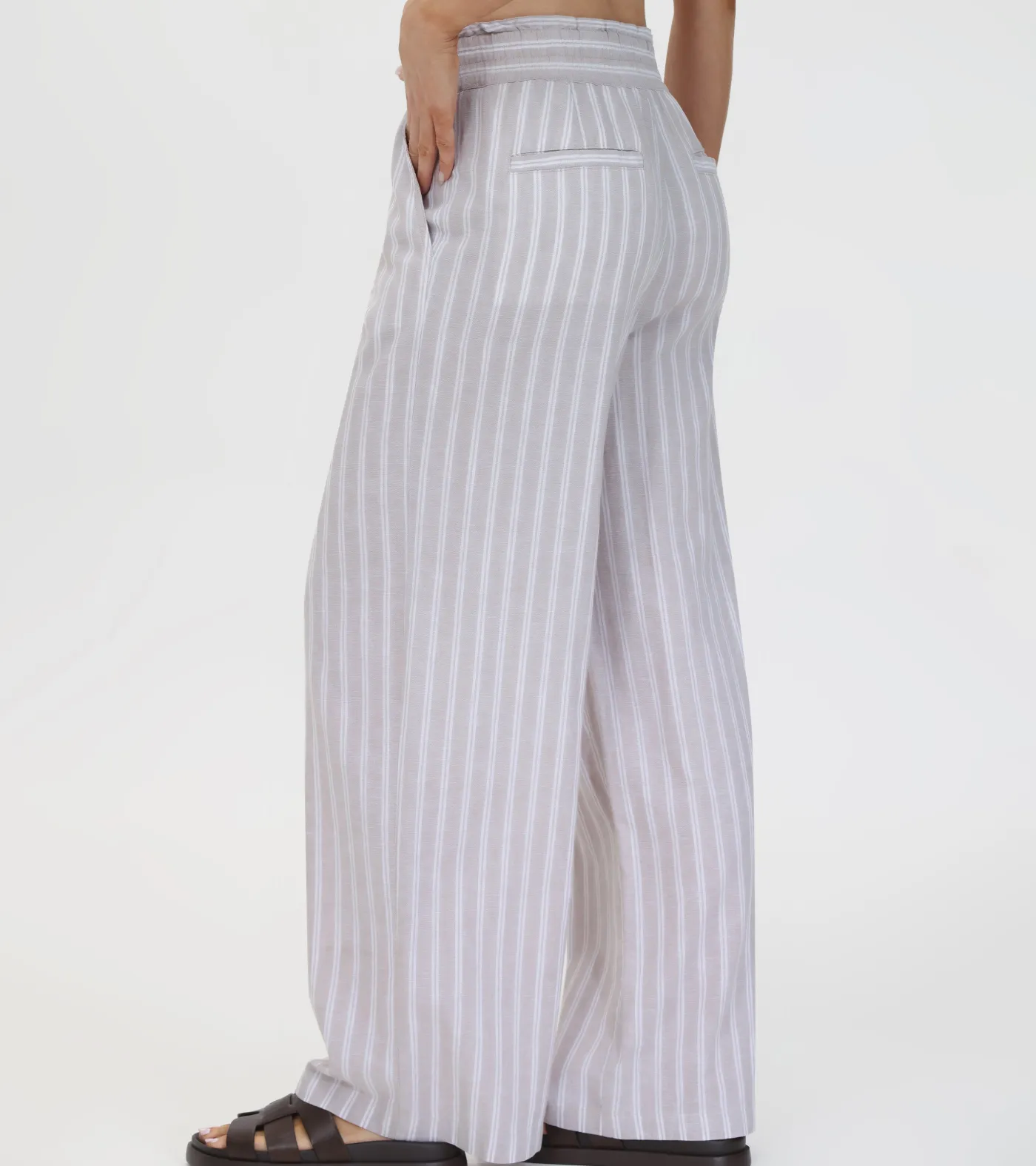 Cheap Frye Linen Striped Wide Leg Pant Natural Sand Stripe