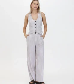 Cheap Frye Linen Striped Wide Leg Pant Natural Sand Stripe