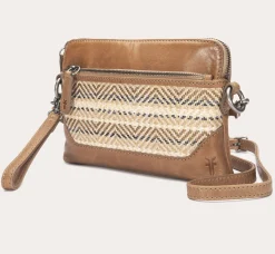Outlet Frye Melissa Straw Crossbody Wristlet Beige