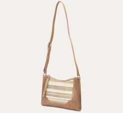 Cheap Frye Melissa Straw Zip Crossbody Beige