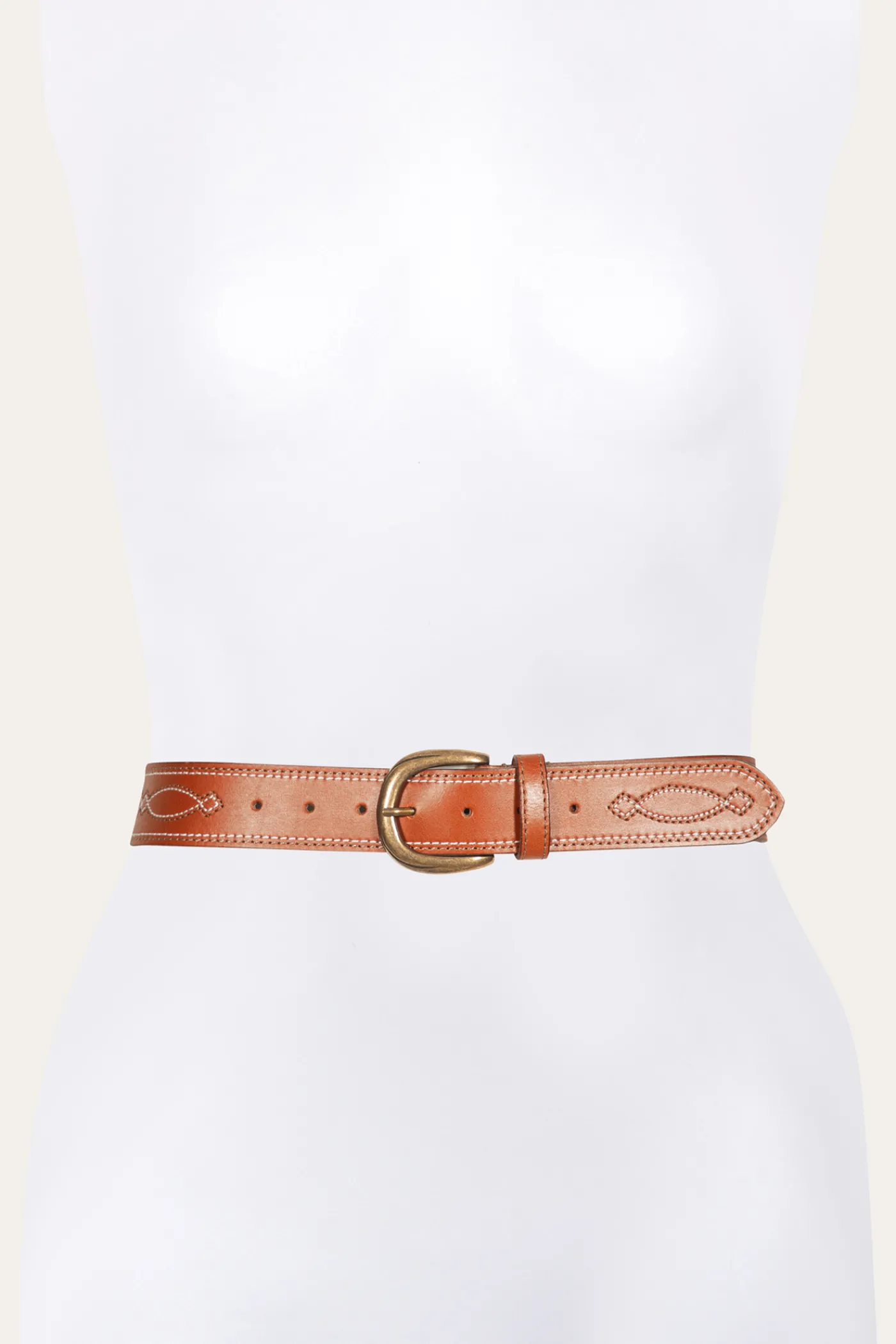 Store Frye 40MM Belt 2-Tone Stitch Tan