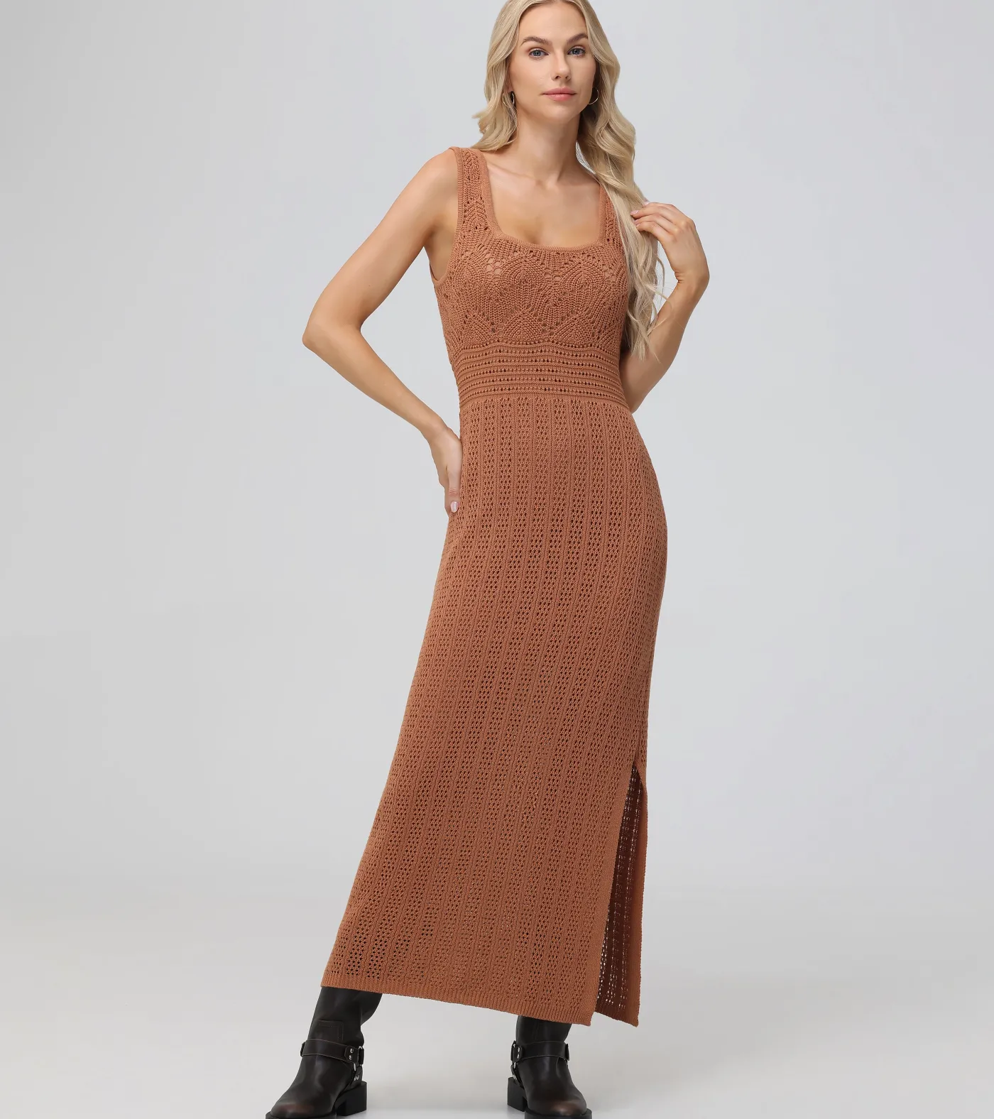 Fashion Frye Open Stitch Maxi Sweater Dress