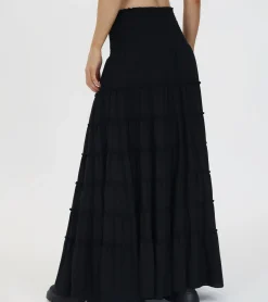 Discount Frye Smocked Tiered Maxi Skirt Black Beauty