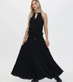 Discount Frye Smocked Tiered Maxi Skirt Black Beauty