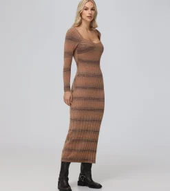 Cheap Frye Sweetheart Neck Space Dye Sweater Dress Brown