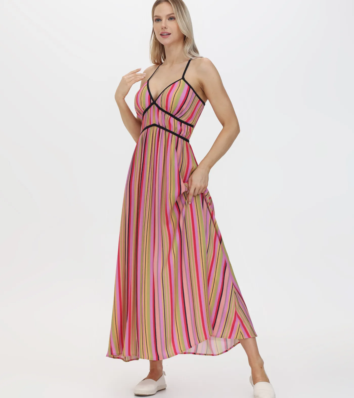 Best Frye Vibrant Maxi Dress Multi Stripe Combo